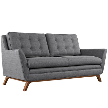 kitchen and dining room sets | CasaFoyer Beguile Collection | Mid-Century Elegance | Fabric Upholstery | Walnut Base | Armchair, Loveseat, Sofa | Gray | casafoyer.myshopify.com