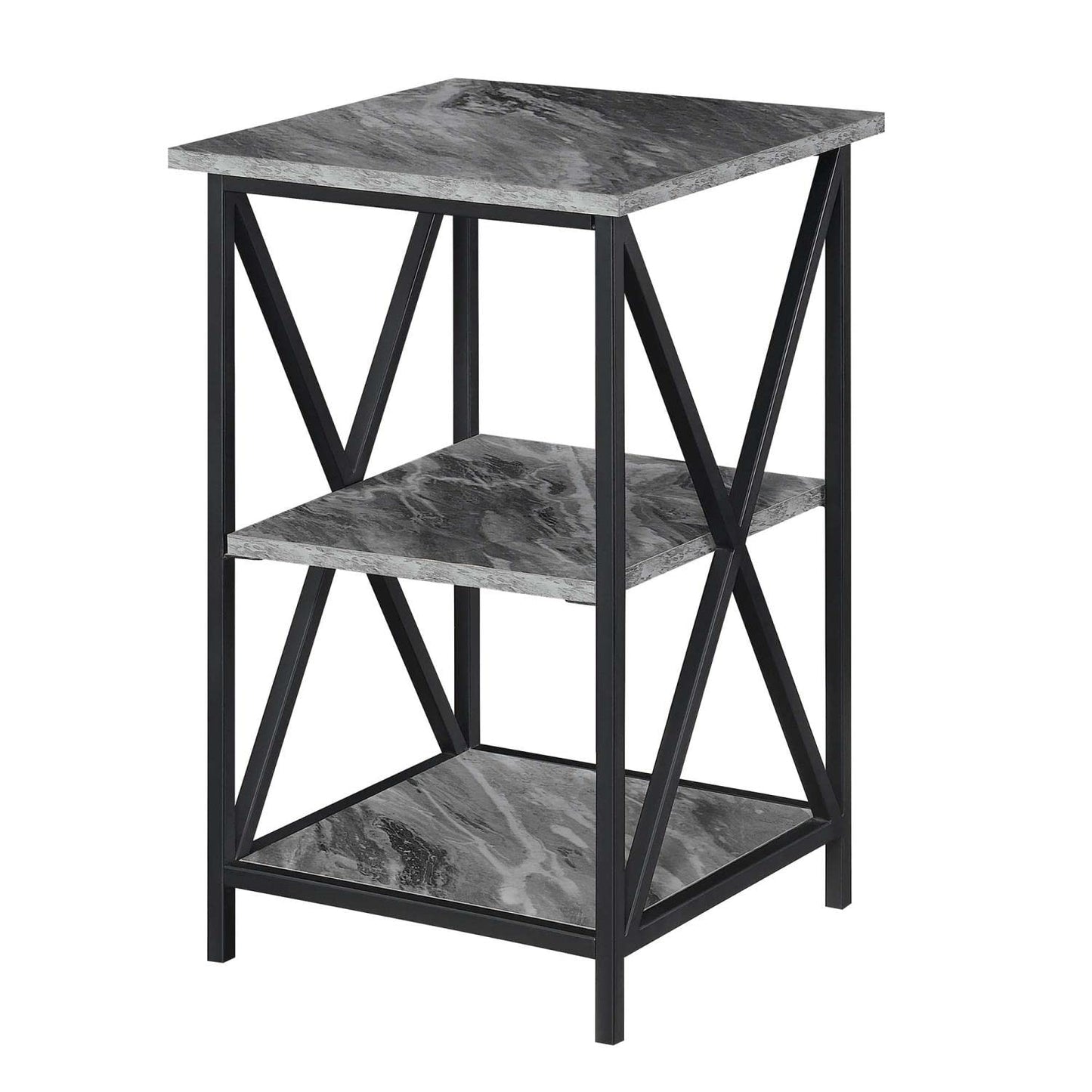 TABLE | Tucson End Table with Shelves | Sleek Metal Frame | 3 Open Shelves | Durable & Stylish | Ergode | casafoyer.myshopify.com