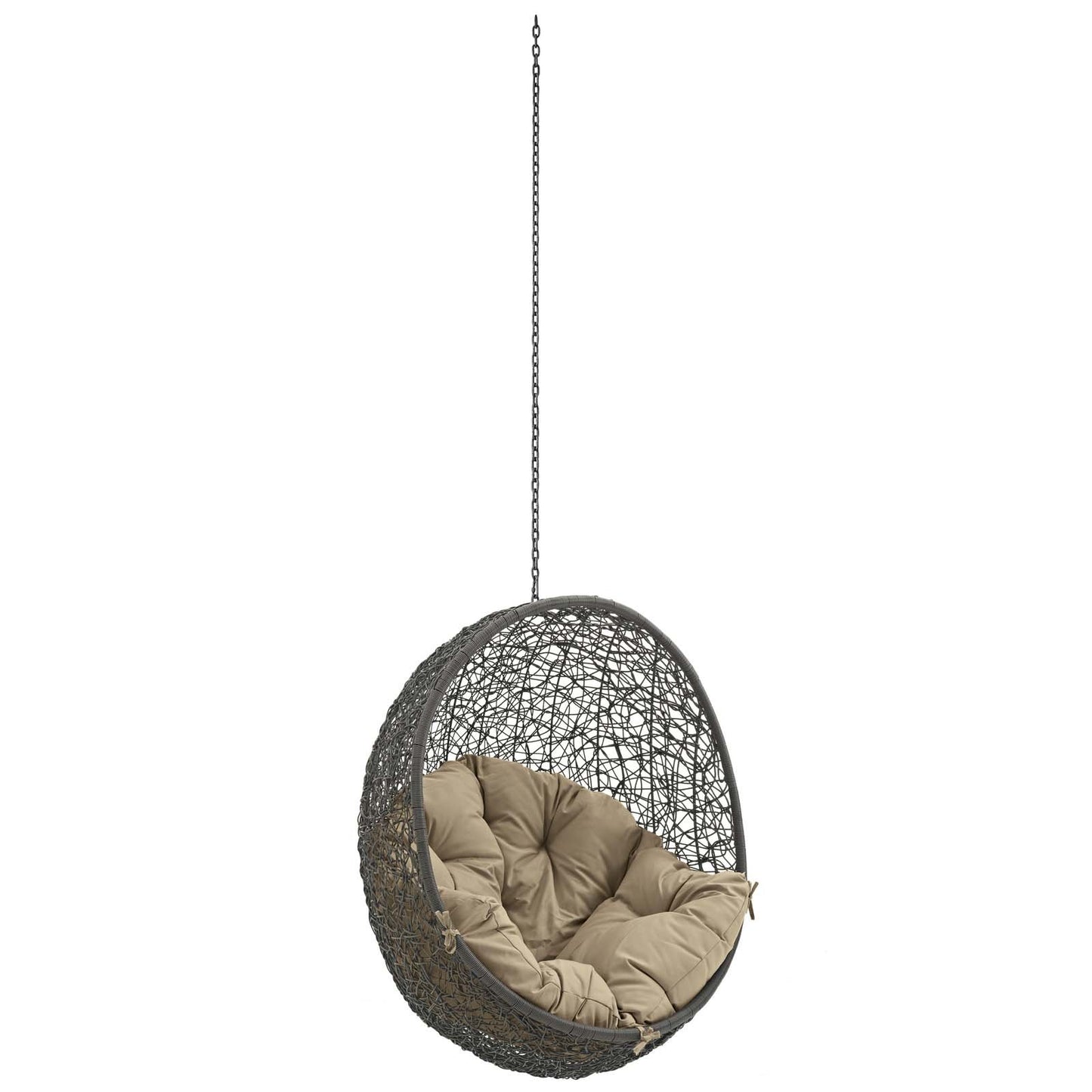 porch swings | Ergode Hide Outdoor Patio Swing Chair | Luxurious Synthetic Rattan Weave | All-Weather Cushion | Adjustable Steel Chain | Ideal for Patio, Backyard, Porch | UV Resistant | Gray Mocha | casafoyer.myshopify.com