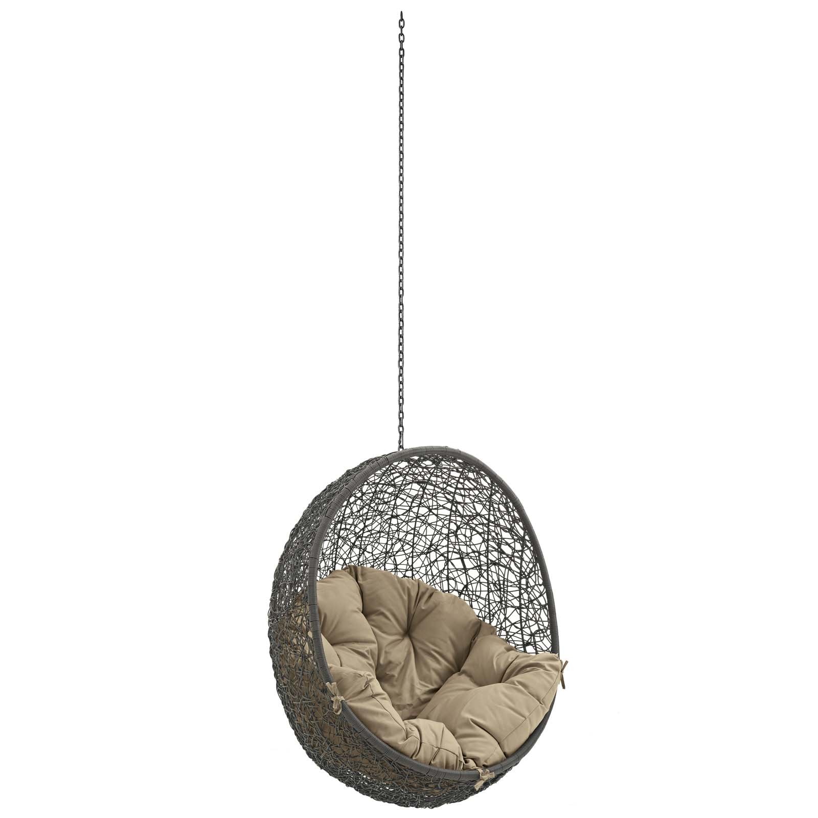 porch swings | Ergode Hide Outdoor Patio Swing Chair | Luxurious Synthetic Rattan Weave | All-Weather Cushion | Adjustable Steel Chain | Ideal for Patio, Backyard, Porch | UV Resistant | Gray Mocha | casafoyer.myshopify.com