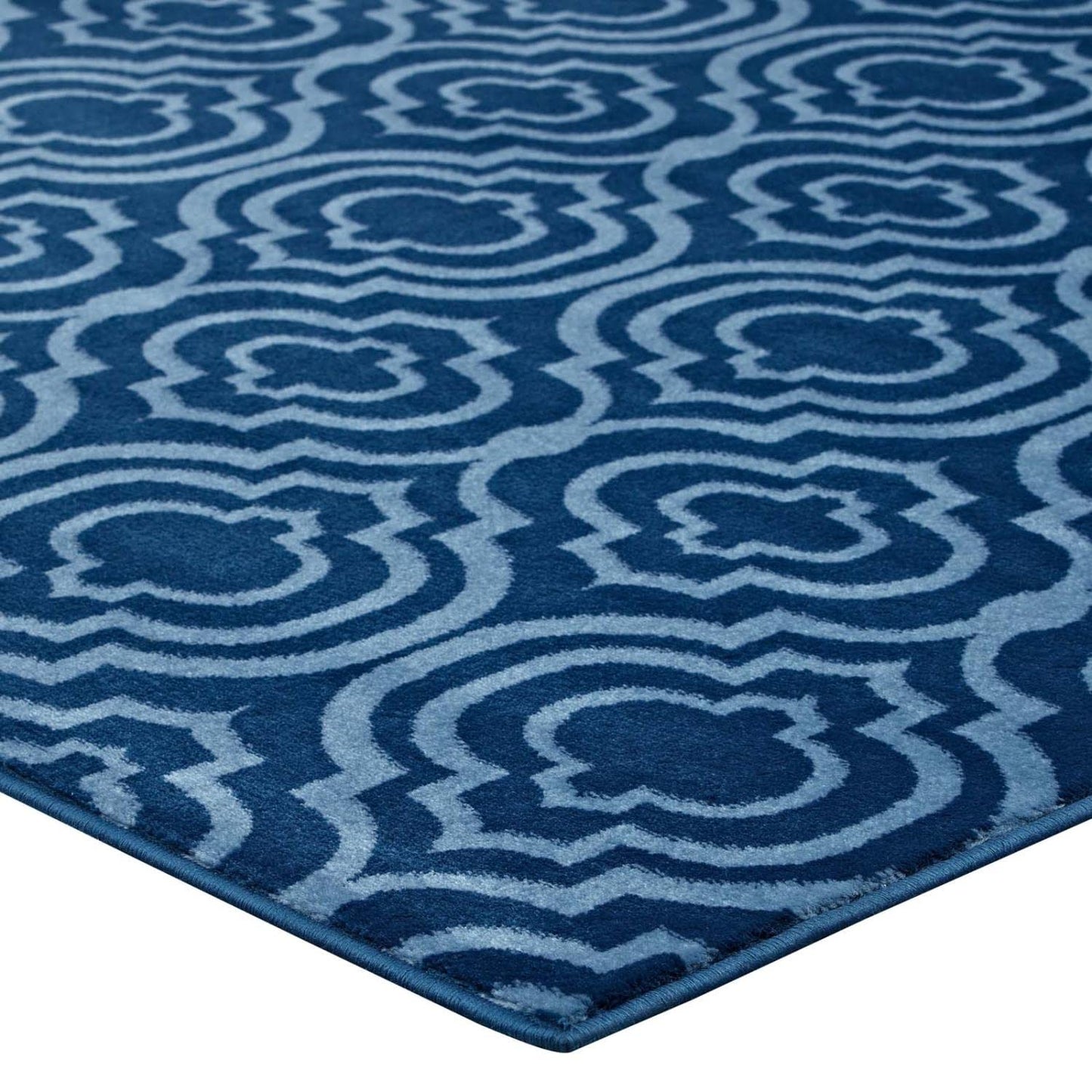 Carpet & Rugs | CasaFoyer Frame Transitional Moroccan Trellis Area Rug | Durable, Stain Resistant | 8x10 | Moroccan Blue & Light Blue | casafoyer.myshopify.com