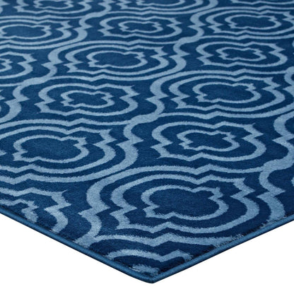 Carpet & Rugs | CasaFoyer Frame Transitional Moroccan Trellis Area Rug | Durable, Stain Resistant | 8x10 | Moroccan Blue & Light Blue | casafoyer.myshopify.com