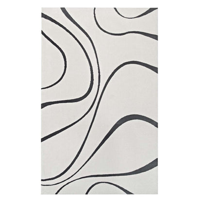area rugs | CasaFoyer Therese Abstract Swirl Area Rug | Elegant Modern Design | Plush Texture | Stain Resistant | 8x10 Size | Ivory & Charcoal | casafoyer.myshopify.com