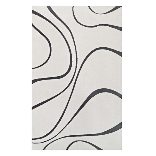 area rugs | CasaFoyer Therese Abstract Swirl Area Rug | Elegant Modern Design | Plush Texture | Stain Resistant | 8x10 Size | Ivory & Charcoal | casafoyer.myshopify.com