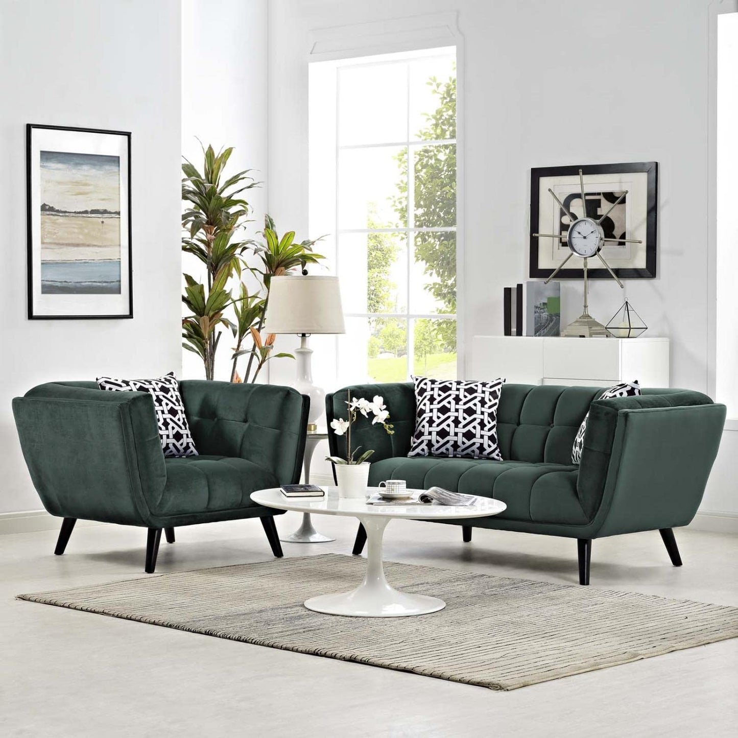 kitchen and dining room sets | CasaFoyer Bestow Performance Velvet Living Room Set | Luxurious, Stain-Resistant | Comfortable & Stylish | Includes Armchair & Loveseat | Green | casafoyer.myshopify.com