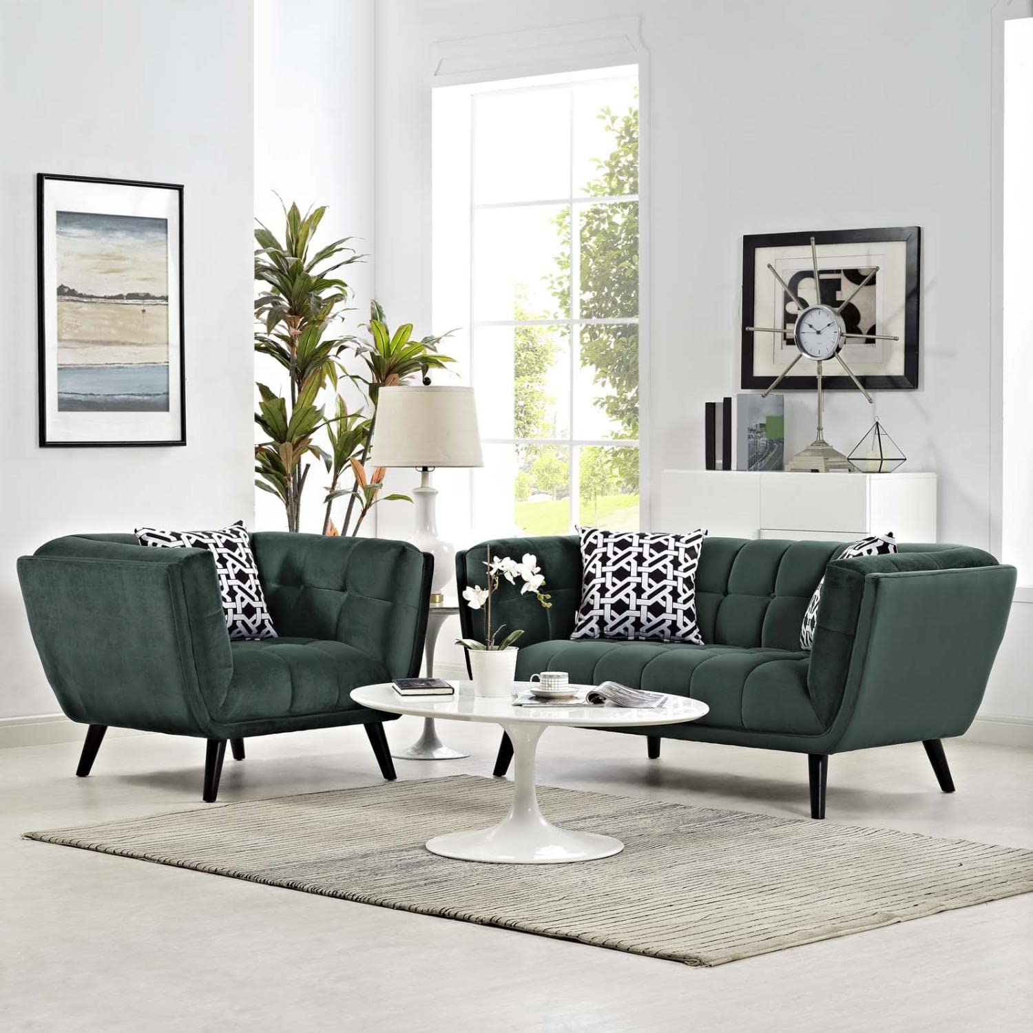 kitchen and dining room sets | CasaFoyer Bestow Performance Velvet Living Room Set | Luxurious, Stain-Resistant | Comfortable & Stylish | Includes Armchair & Loveseat | Green | casafoyer.myshopify.com