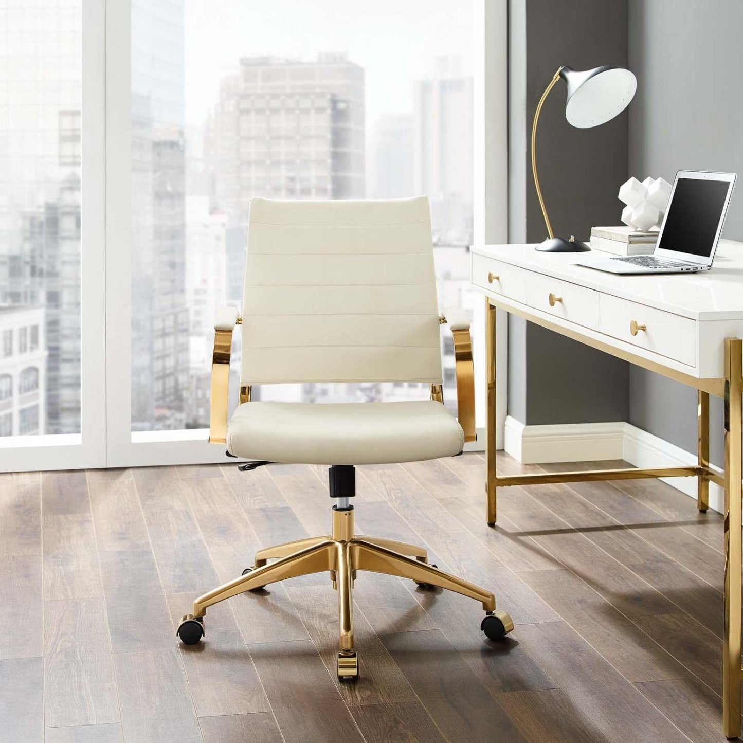 home office desk chairs | CasaFoyer Jive Mid Back Office Chair | Stylish & Functional | Ribbed Velvet Back | Stain-Resistant Performance Velvet | Padded Armrests | Chrome-Plated Aluminum Base | Easy Mobility | Tension Knob & Tilt Lock | Modern Office Design | casafoyer.myshopify.com