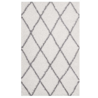 area rugs | CasaFoyer Toryn Diamond Lattice 5x8 Shag Area Rug | Elegant Design | Durable Polypropylene | Non-Shedding | Easy to Maintain | Ivory/Gray | casafoyer.myshopify.com