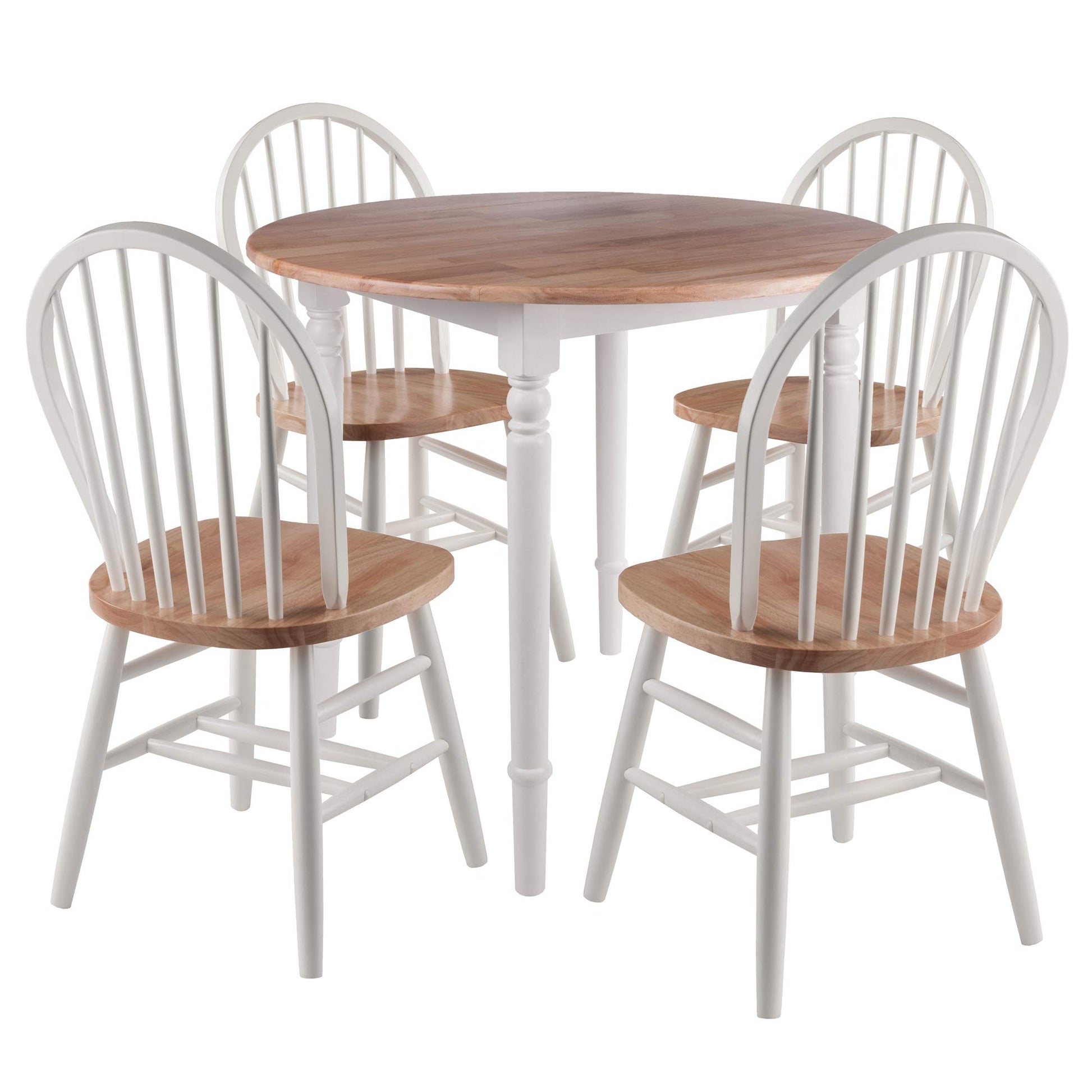 childrens table and chair sets | CasaFoyer  Wood Sorella 5-Piece Dining Set | Drop Leaf Table & 4 Windsor Chairs | Classic Design | White & Natural Finish | Durable Solid Wood | Easy Assembly | casafoyer.myshopify.com