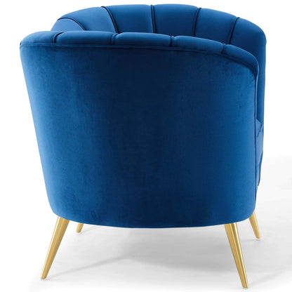 home office desk chairs | CasaFoyer Opportunity Armchair | Curved Performance Velvet | Vertical Channel Tufted | Navy | casafoyer.myshopify.com