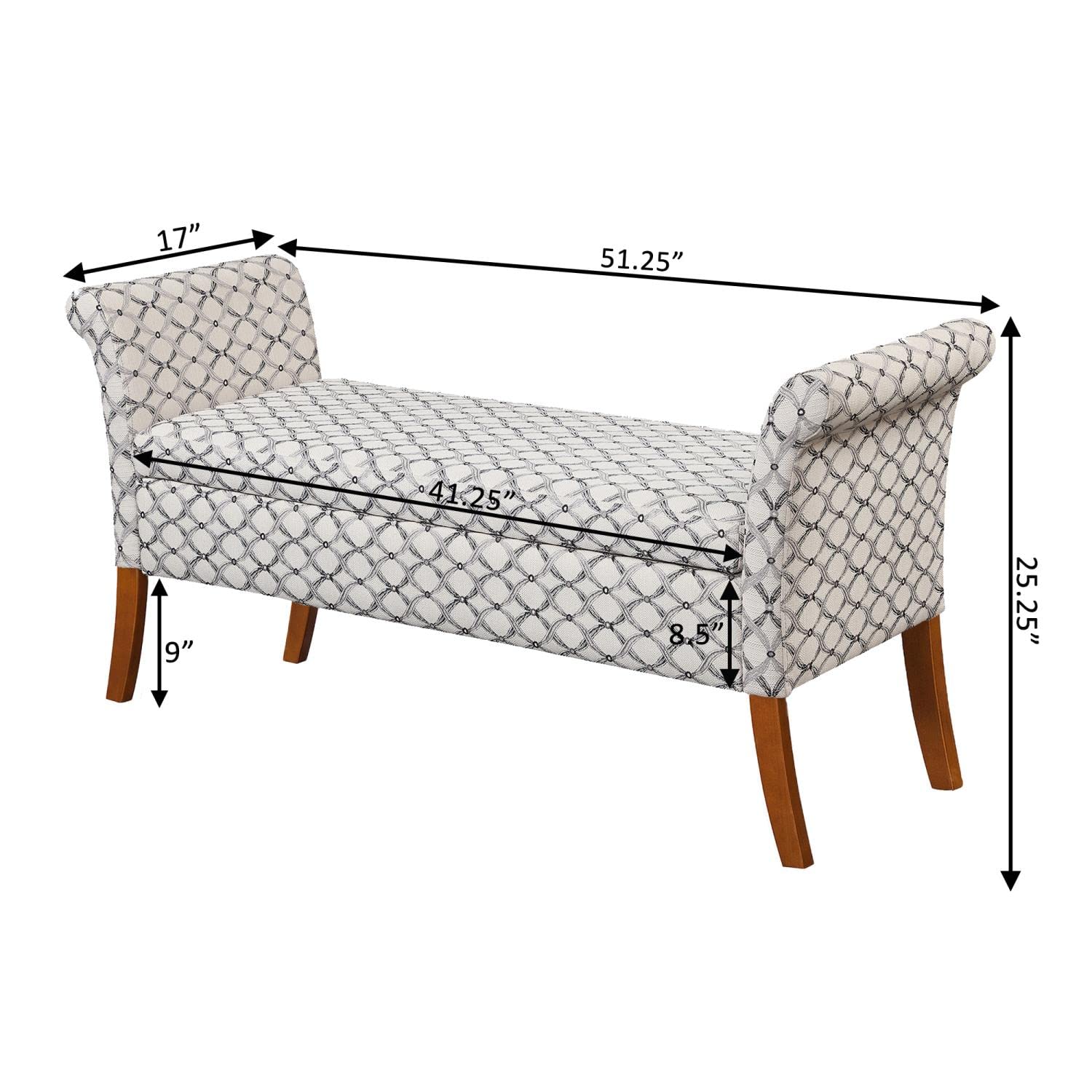 Ottoman | Designs4Comfort Garbo Storage Bench | Cozy Ottoman with Ample Storage | Durable Poplar Wood | Plush Fabric Upholstery | casafoyer.myshopify.com
