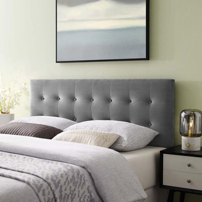 headboards | CasaFoyer Emily Queen Biscuit Tufted Performance Velvet Headboard | Timeless Charm | Luxurious Feel | Vintage Glamour | Stain-Resistant | Adjustable Height | Gray | casafoyer.myshopify.com