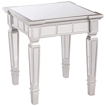 TABLE | Sophisticated End Table | Matte Silver Frame | Mirrored Tiles | Hollywood Glamour | casafoyer.myshopify.com