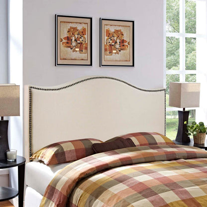 headboards | CasaFoyer Curl Queen Headboard | Chic & Sophisticated | Wavy Lines | Luxurious Linen Fabric | Nail Button Trim | Durable Particle Board & Solid Wood Poles | Perfect for Queen Beds | casafoyer.myshopify.com