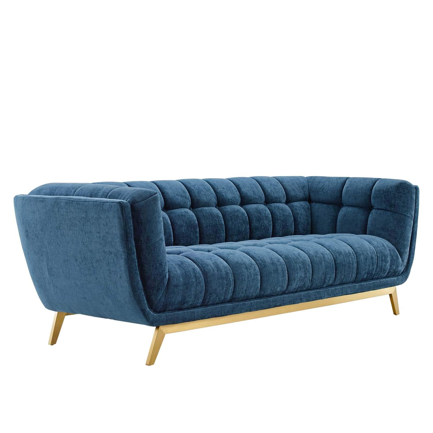 sofas | CasaFoyer Bestow Crushed Performance Velvet Sofa | Luxurious & Spacious | Soft & Durable Velvet Upholstery | Button Tufting | Brushed Gold Legs | Mid-Century Modern | 900 lbs Capacity | casafoyer.myshopify.com