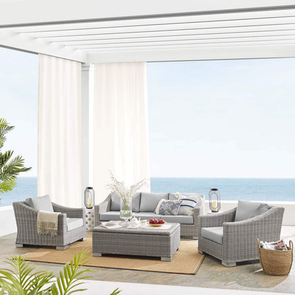 kitchen and dining room sets | CasaFoyer Conway Outdoor Patio Sunbrella Wicker Rattan 4-Piece Furniture Set | Stylish & Comfortable | UV-Resistant | Light Gray | Assembly Required | casafoyer.myshopify.com
