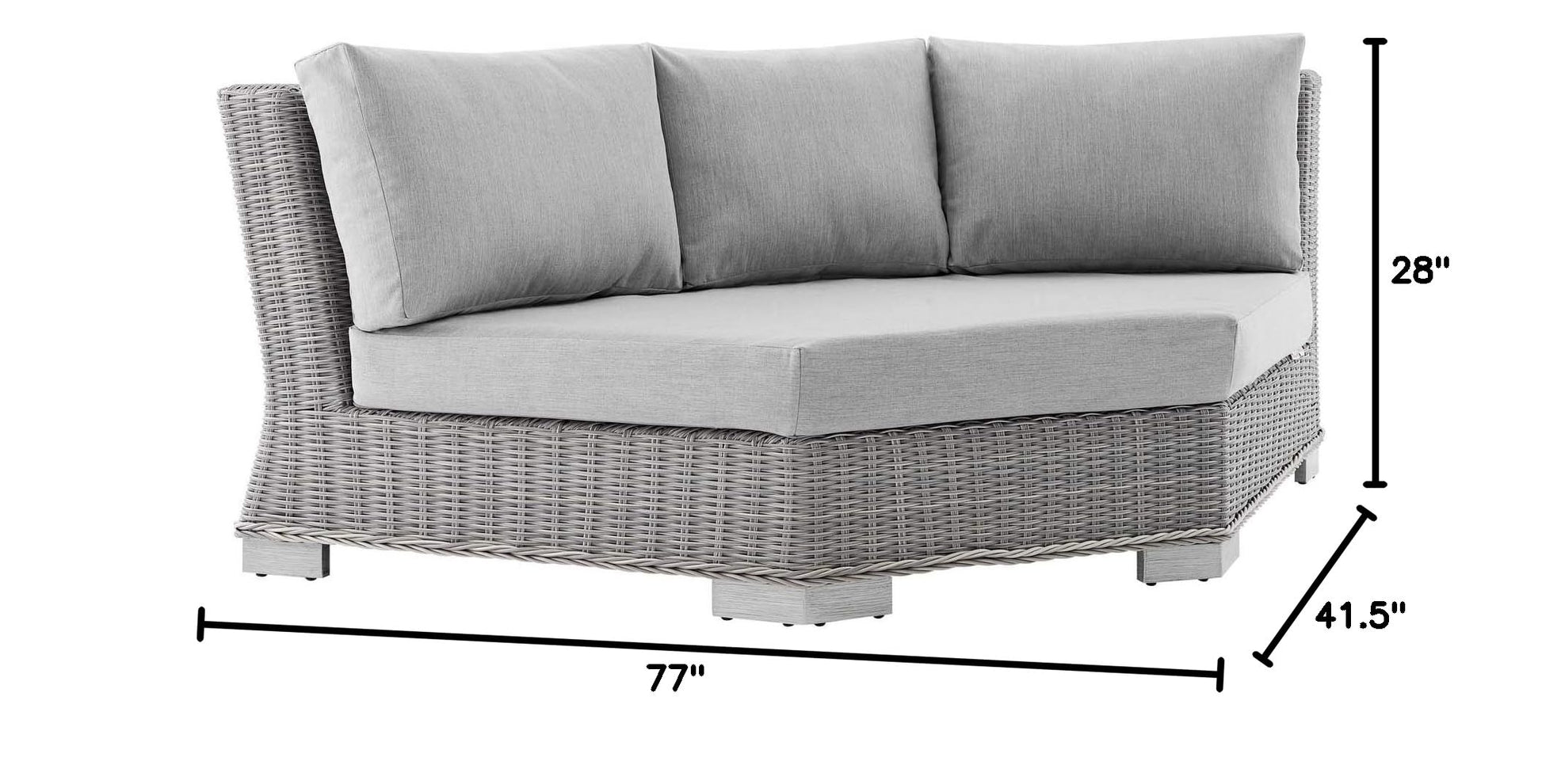 executive chairs | CasaFoyer Conway Outdoor Patio Wicker Rattan Sectional Sofa Round Corner Chair | Light Gray | UV-Resistant | Modular Design | Sunbrella Fabric | 600 lbs Weight Capacity | casafoyer.myshopify.com
