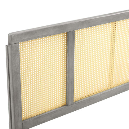 headboards | CasaFoyer Delmare Cane Woven Rattan Full Headboard | Tropical Design | Natural Wood Frame | Fits Any Decor | Durable & Customizable | Gray | casafoyer.myshopify.com