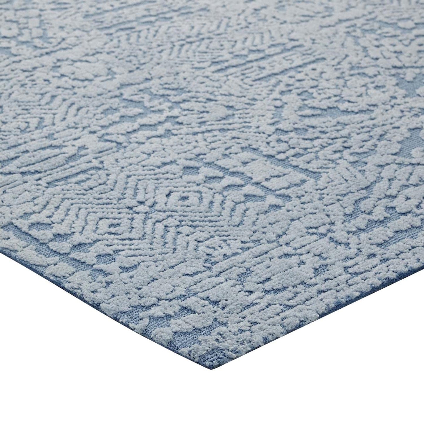 area rugs | CasaFoyer Javiera Contemporary Moroccan Area Rug | Soft Microfiber | Durable Jute Bottom | Stain-Resistant | Easy to Clean | 5x8 Ivory & Light Blue | casafoyer.myshopify.com