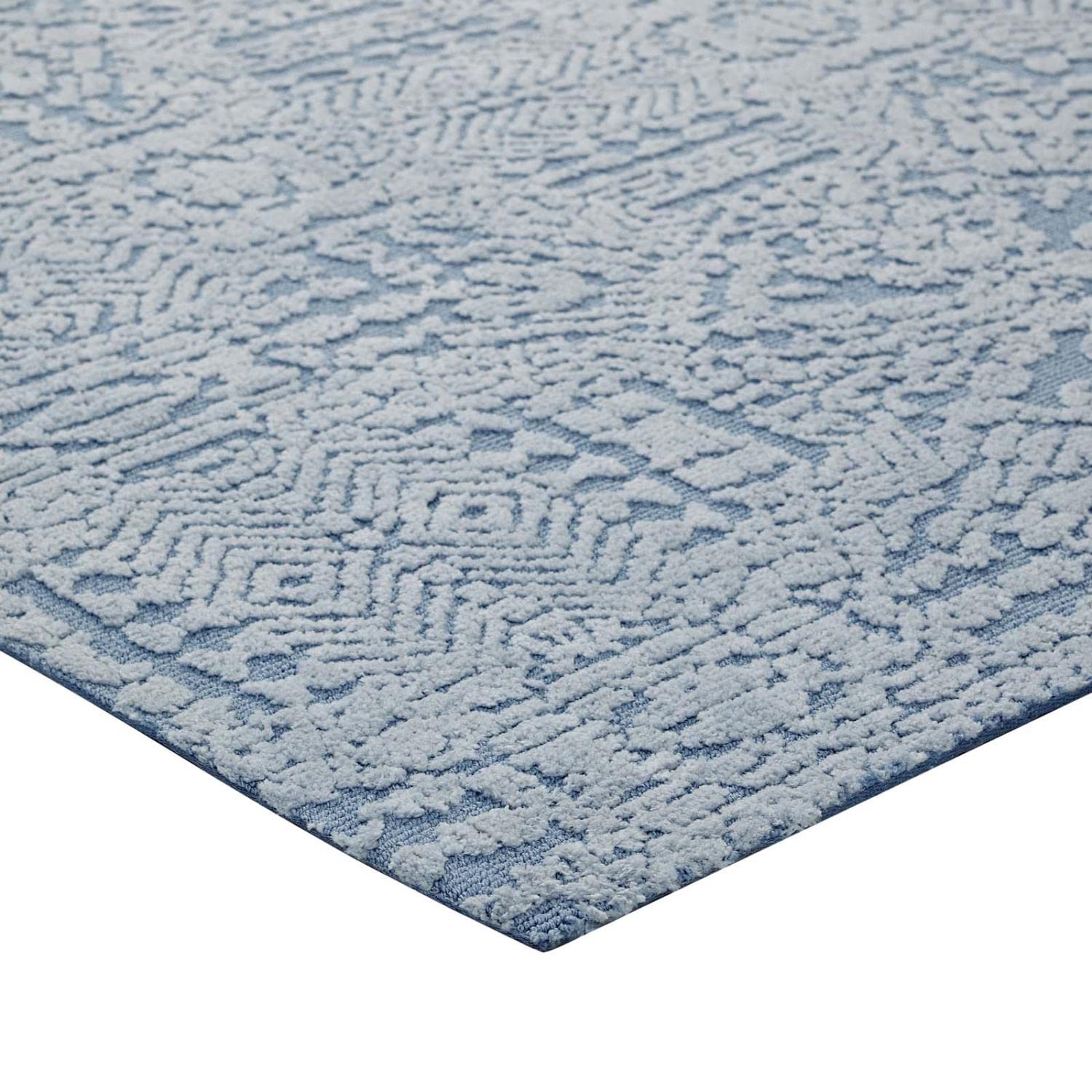 area rugs | CasaFoyer Javiera Contemporary Moroccan Area Rug | Soft Microfiber | Durable Jute Bottom | Stain-Resistant | Easy to Clean | 5x8 Ivory & Light Blue | casafoyer.myshopify.com
