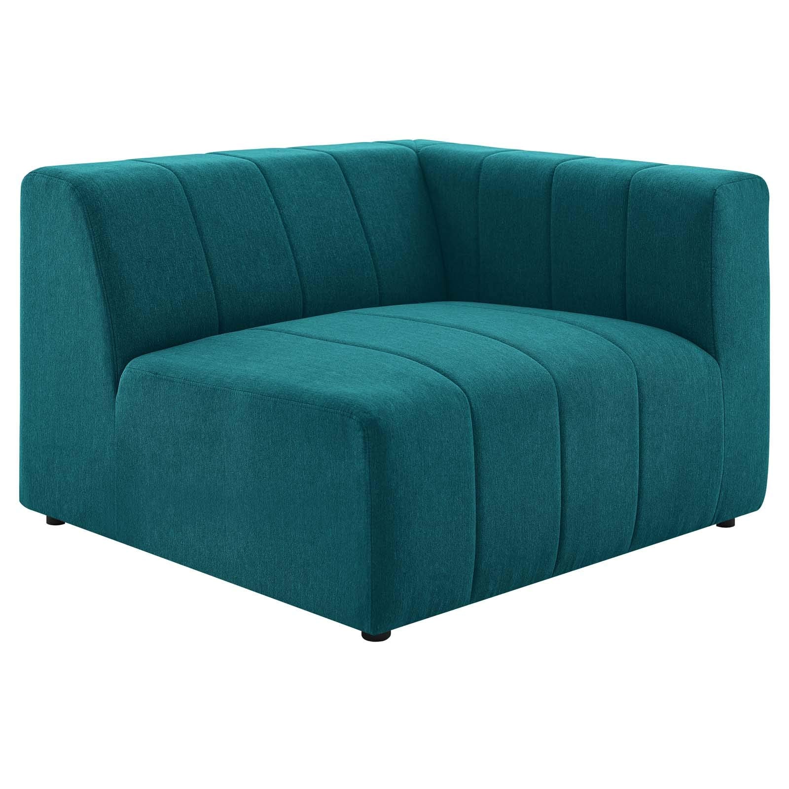 sofas | CasaFoyer Bartlett Upholstered Fabric 5-Piece Sectional Sofa | Retro Modern Style | Dense Foam Padding | Solid Wood Frame | Modular Connectors | Non-Marking Foot Caps | Teal | casafoyer.myshopify.com