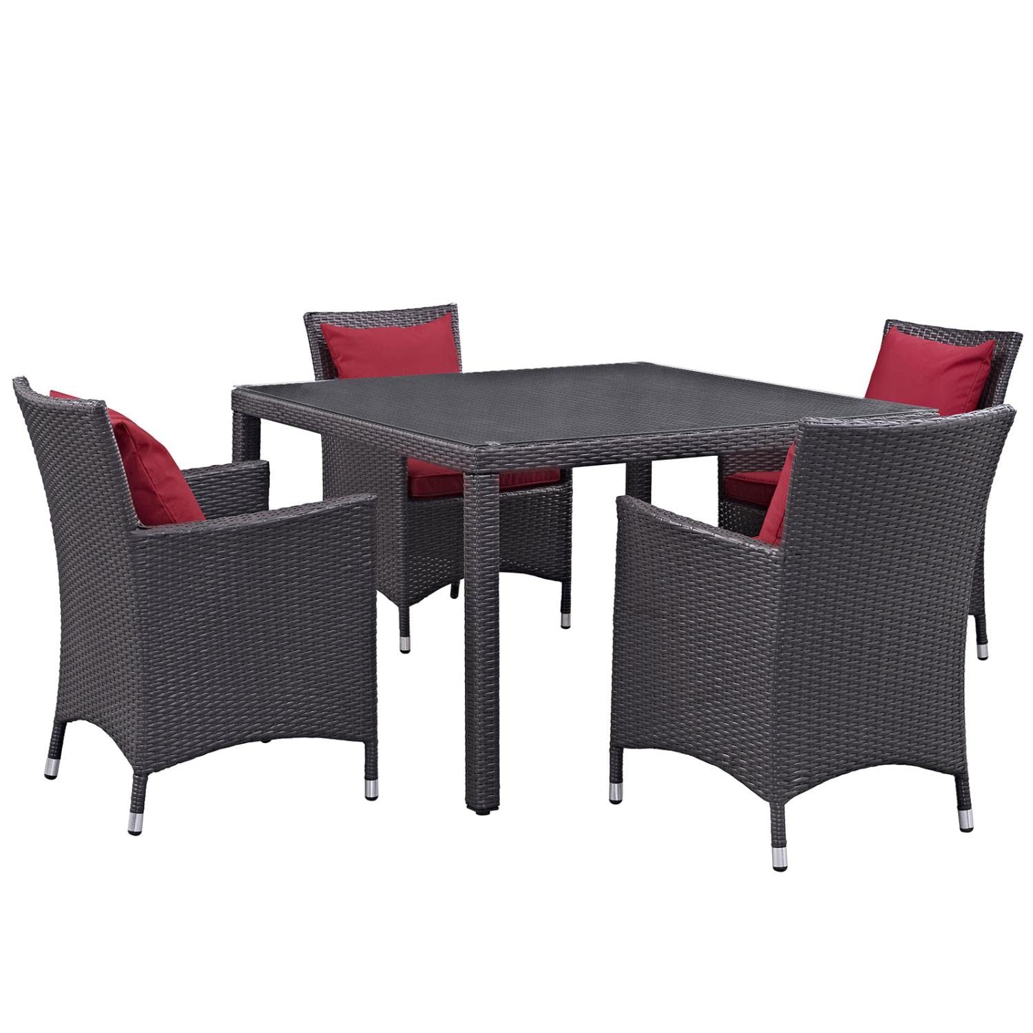 kitchen and dining room sets | CasaFoyer Convene Outdoor Sectional Set | 4 Dining Armchairs & Glass Top Table | Durable Rattan Weave | Weather-Resistant Cushions | Elevate Outdoor Gatherings | casafoyer.myshopify.com