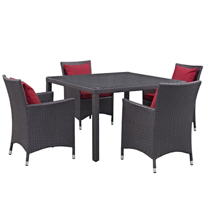 kitchen and dining room sets | CasaFoyer Convene Outdoor Sectional Set | 4 Dining Armchairs & Glass Top Table | Durable Rattan Weave | Weather-Resistant Cushions | Elevate Outdoor Gatherings | casafoyer.myshopify.com