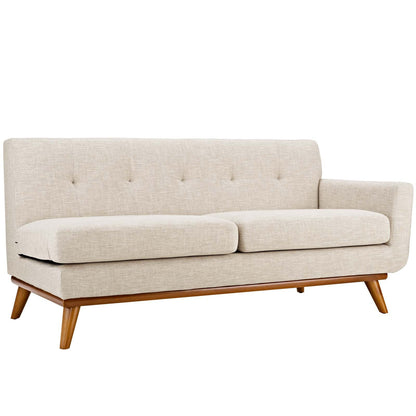 sofas | Engage Right-Arm Loveseat | Plush Cushions | Beige Upholstered Fabric | Tufted Buttons | Sturdy Rubberwood Frame | Perfect for Relaxation & Conversations | casafoyer.myshopify.com