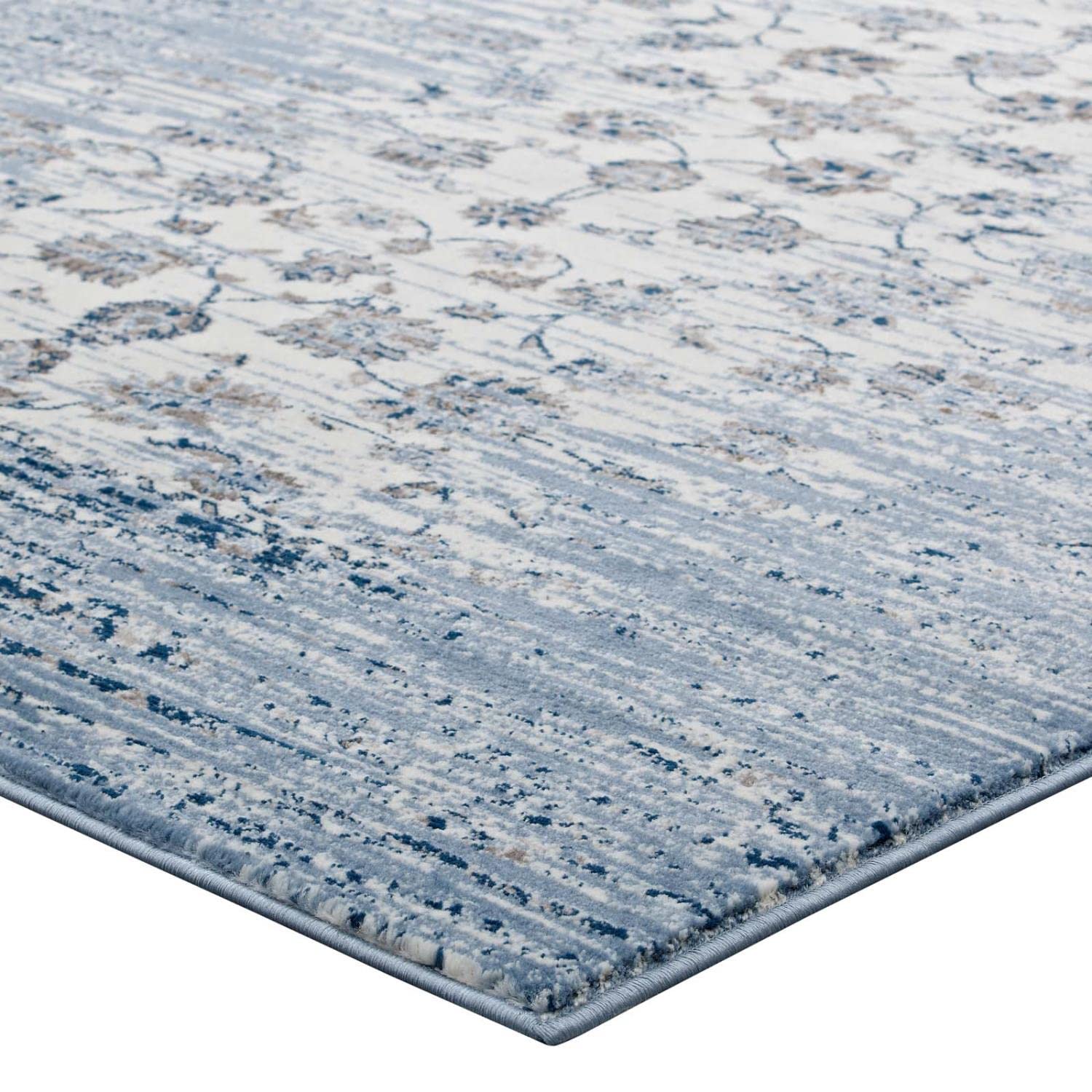 Carpet & Rugs | CasaFoyer Chiara Distressed Floral Lattice Area Rug | Durable, Stain Resistant | 8x10 | Moroccan Blue & Ivory | casafoyer.myshopify.com