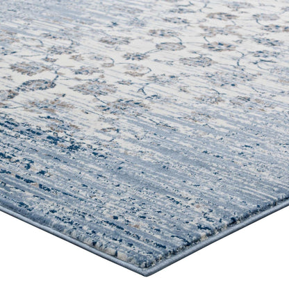 Carpet & Rugs | CasaFoyer Chiara Distressed Floral Lattice Area Rug | Durable, Stain Resistant | 8x10 | Moroccan Blue & Ivory | casafoyer.myshopify.com