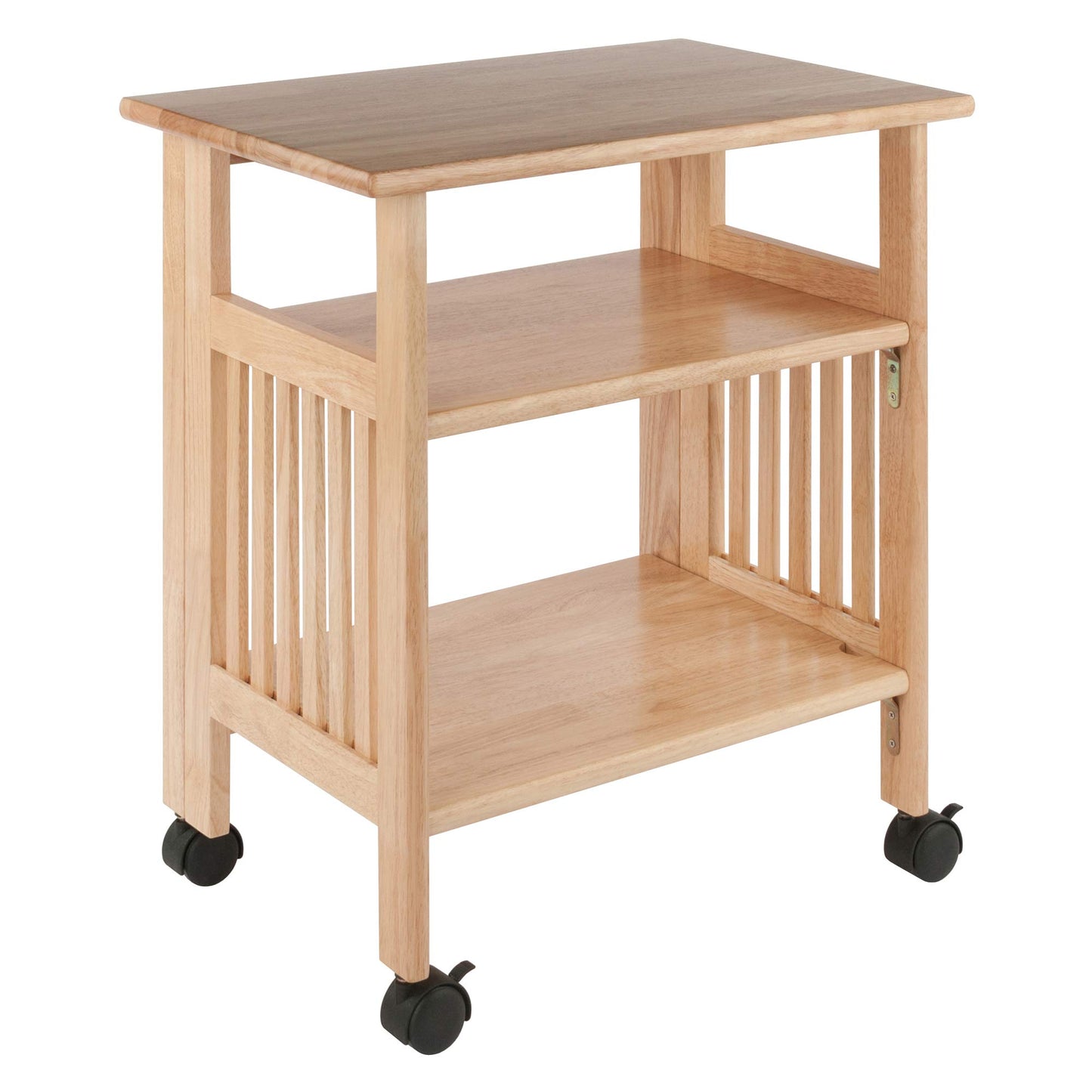 Kitchen Cart | Ergode Mission Printer/Media Stand | Versatile Cart for Office, Kitchen, Living Room | Locking Wheels | 24W x 16.2D x 27.2H | Solid Wood | Natural Finish | casafoyer.myshopify.com