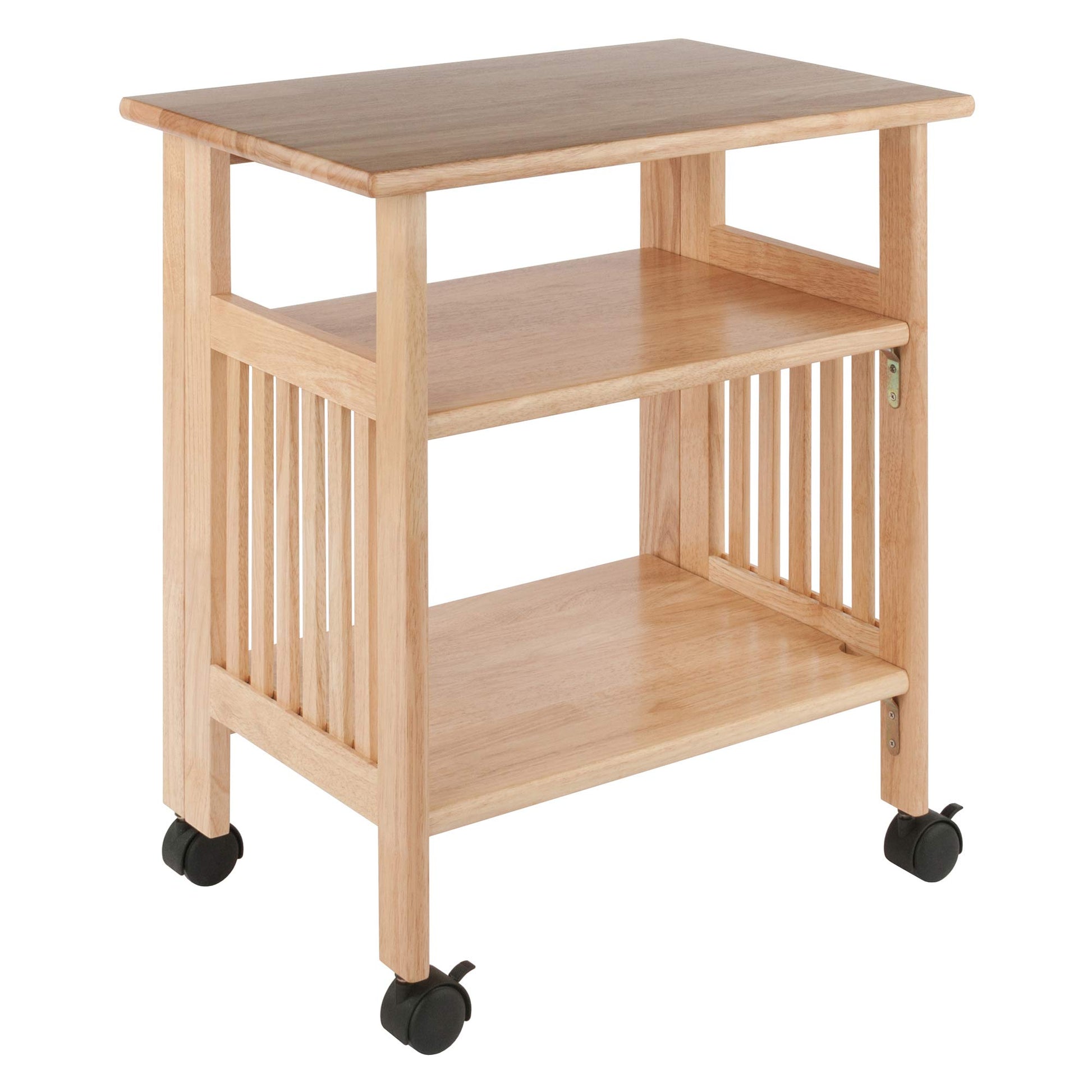 Kitchen Cart | Ergode Mission Printer/Media Stand | Versatile Cart for Office, Kitchen, Living Room | Locking Wheels | 24W x 16.2D x 27.2H | Solid Wood | Natural Finish | casafoyer.myshopify.com