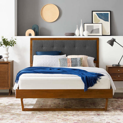 bed frames | CasaFoyer Willow Tufted Wood Queen Platform Bed | Mid-Century Design | Upholstered Headboard | Sturdy Materials | Wood Slat Support System | Easy Assembly | casafoyer.myshopify.com