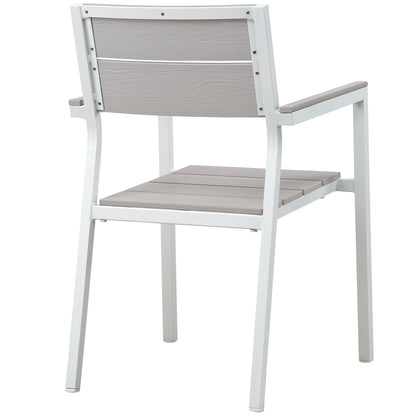 kitchen and dining room sets | CasaFoyer Maine Outdoor Patio Dining Furniture Collection | Synthetic Wood Grain Plank Boards | Powder-Coated Aluminum Frame | Contemporary Design | Includes 28 Dining Table & 2 Armchairs | Ideal for Outdoor Dining & Lounge Areas | casafoyer.myshopify.com