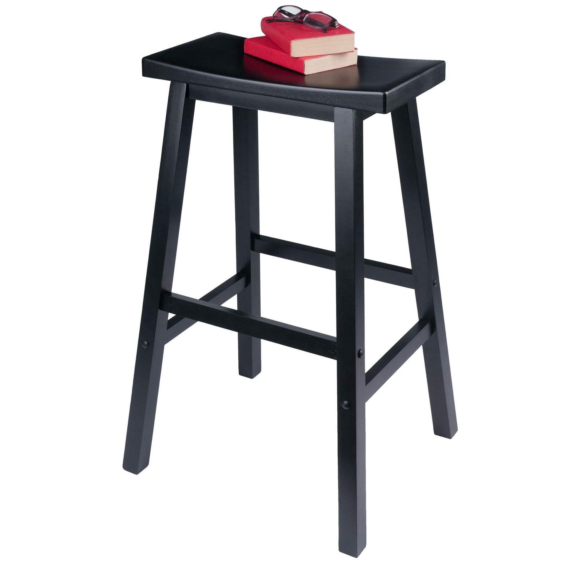STOOL_SEATING | CasaFoyer  Wood Satori Saddle Seat Bar Stool | 29 Height | Black Finish | Beech Wood Construction | Stable & Functional Design | casafoyer.myshopify.com
