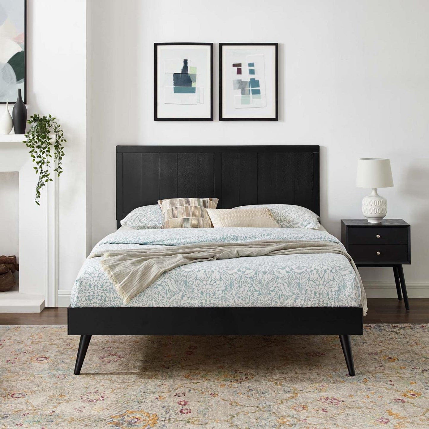 adjustable bed bases | CasaFoyer Alana Wood King Platform Bed | Modern Elegance | Retro-Inspired Design | Durable Construction | No Box Spring Needed | Easy Assembly | Black | casafoyer.myshopify.com
