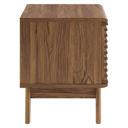 kitchen and dining room sets | CasaFoyer Render Vinyl Record Display Stand | Mid-Century Style | Walnut Grain Laminate | Ample Storage | Metal Dividers | Tapered Wood Legs | casafoyer.myshopify.com