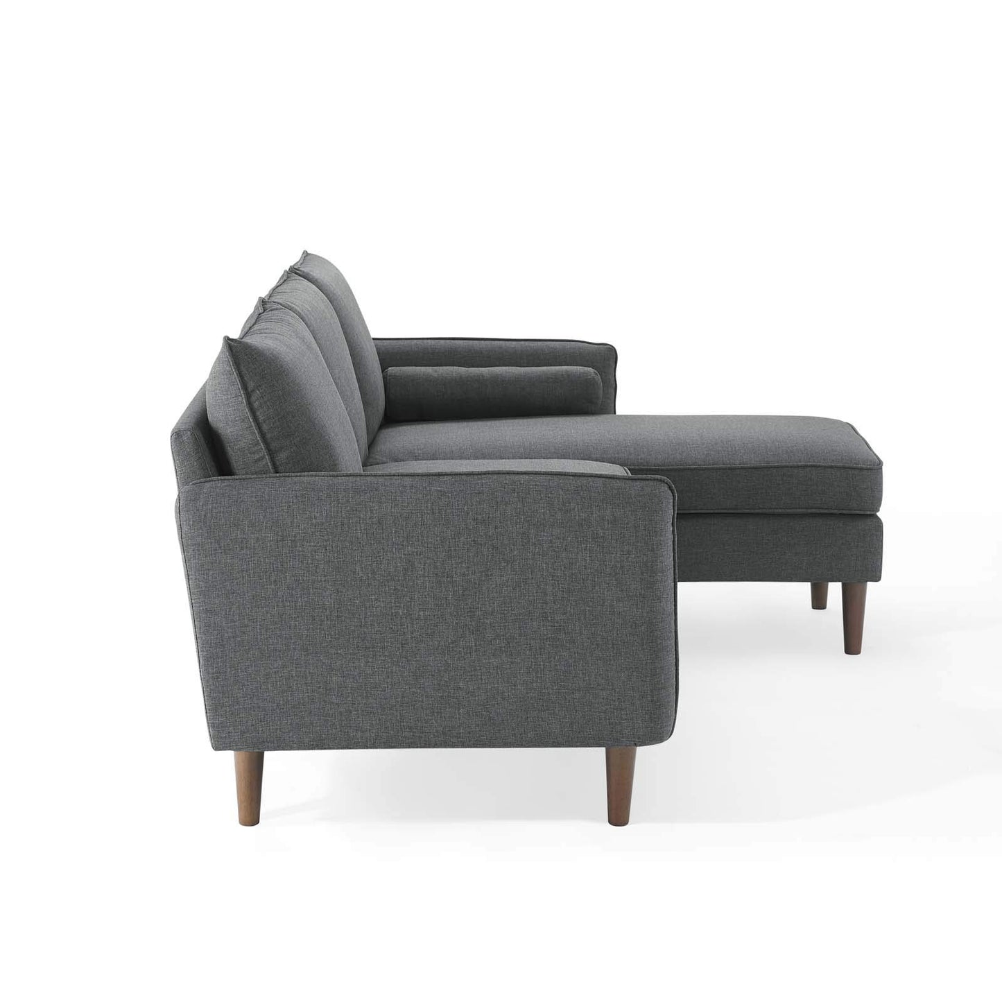 sofas | CasaFoyer Revive Upholstered Fabric Sectional Sofa | Comfortable Profile | Bolster Pillows | Luxurious Seating | Soft Polyester Upholstery | Splayed Wood Legs | Gray | casafoyer.myshopify.com