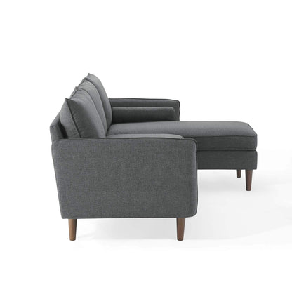sofas | CasaFoyer Revive Upholstered Fabric Sectional Sofa | Comfortable Profile | Bolster Pillows | Luxurious Seating | Soft Polyester Upholstery | Splayed Wood Legs | Gray | casafoyer.myshopify.com