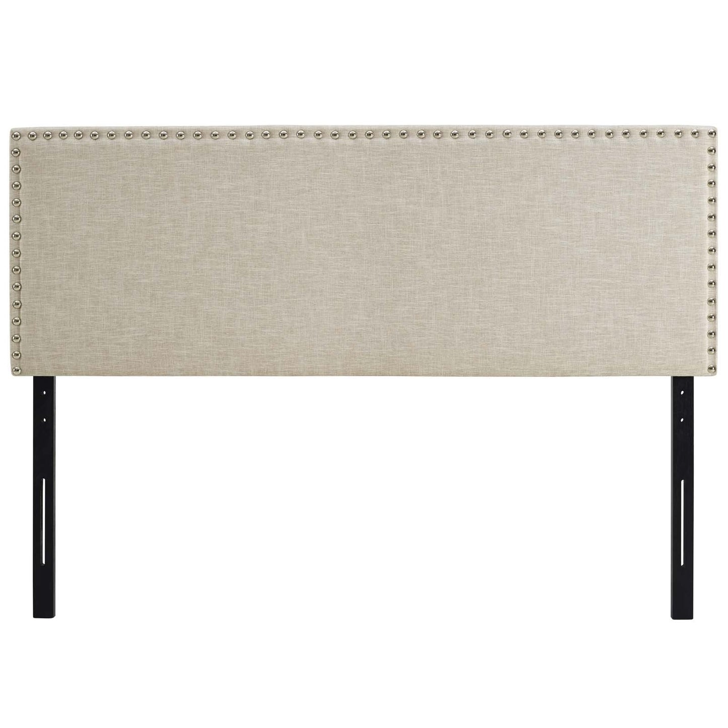 headboards | CasaFoyer  Phoebe Fabric Upholstered Queen Headboard | Stylish Design | Solid Wood Frame | Adjustable Legs | Soft Linen Upholstery | Silver Nail Button Trim | casafoyer.myshopify.com