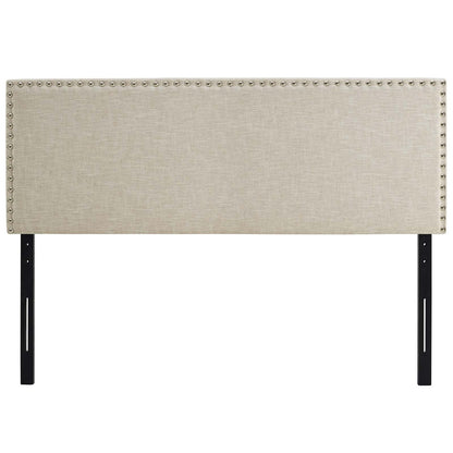 headboards | CasaFoyer  Phoebe Fabric Upholstered Queen Headboard | Stylish Design | Solid Wood Frame | Adjustable Legs | Soft Linen Upholstery | Silver Nail Button Trim | casafoyer.myshopify.com