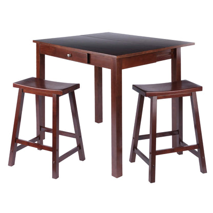 childrens table and chair sets | CasaFoyer  Wood Perrone High Table Set | Expandable Drop Leaf Table & 2 Stools | Walnut Finish | Space-Saving Design | Solid Wood Construction | casafoyer.myshopify.com