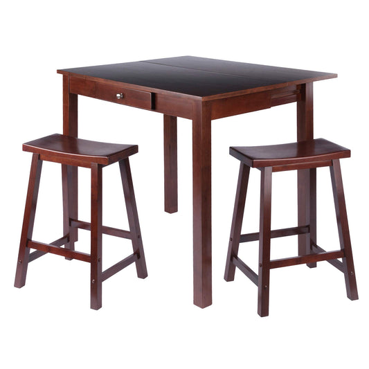 childrens table and chair sets | CasaFoyer  Wood Perrone High Table Set | Expandable Drop Leaf Table & 2 Stools | Walnut Finish | Space-Saving Design | Solid Wood Construction | casafoyer.myshopify.com