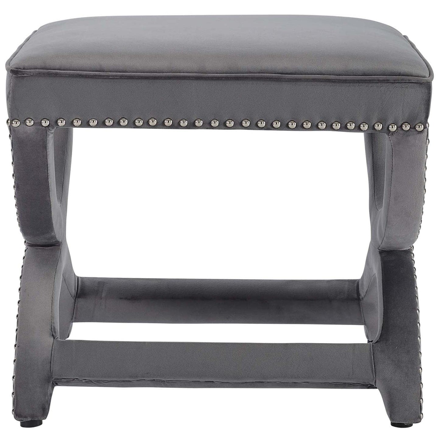 ottomans | CasaFoyer Expound Performance Velvet Ottoman | Elegant Nailhead Buttons | Stain-Resistant Fabric | Dense Foam Padding | Fully Assembled | Ivory | casafoyer.myshopify.com