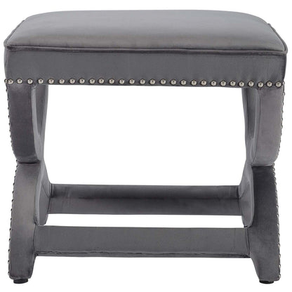 ottomans | CasaFoyer Expound Performance Velvet Ottoman | Elegant Nailhead Buttons | Stain-Resistant Fabric | Dense Foam Padding | Fully Assembled | Ivory | casafoyer.myshopify.com
