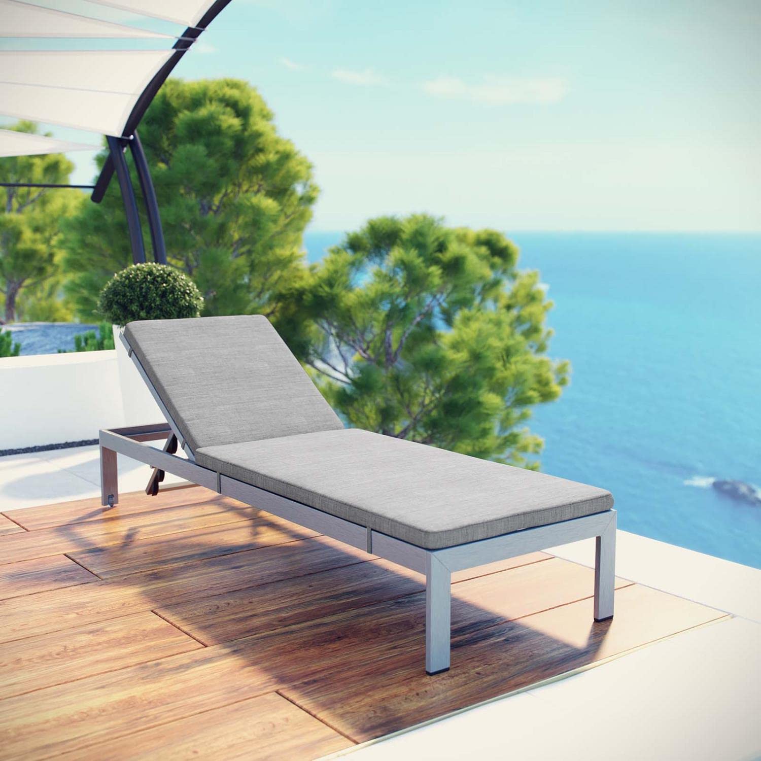 Patio Furniture Sets | Shore Outdoor Patio Sun Lounger | Sleek Design | Aluminum Frame | Gray Tones | Easy Assembly | Clear Wheels | Non-Marking Foot Caps | Comfortable & Versatile | casafoyer.myshopify.com