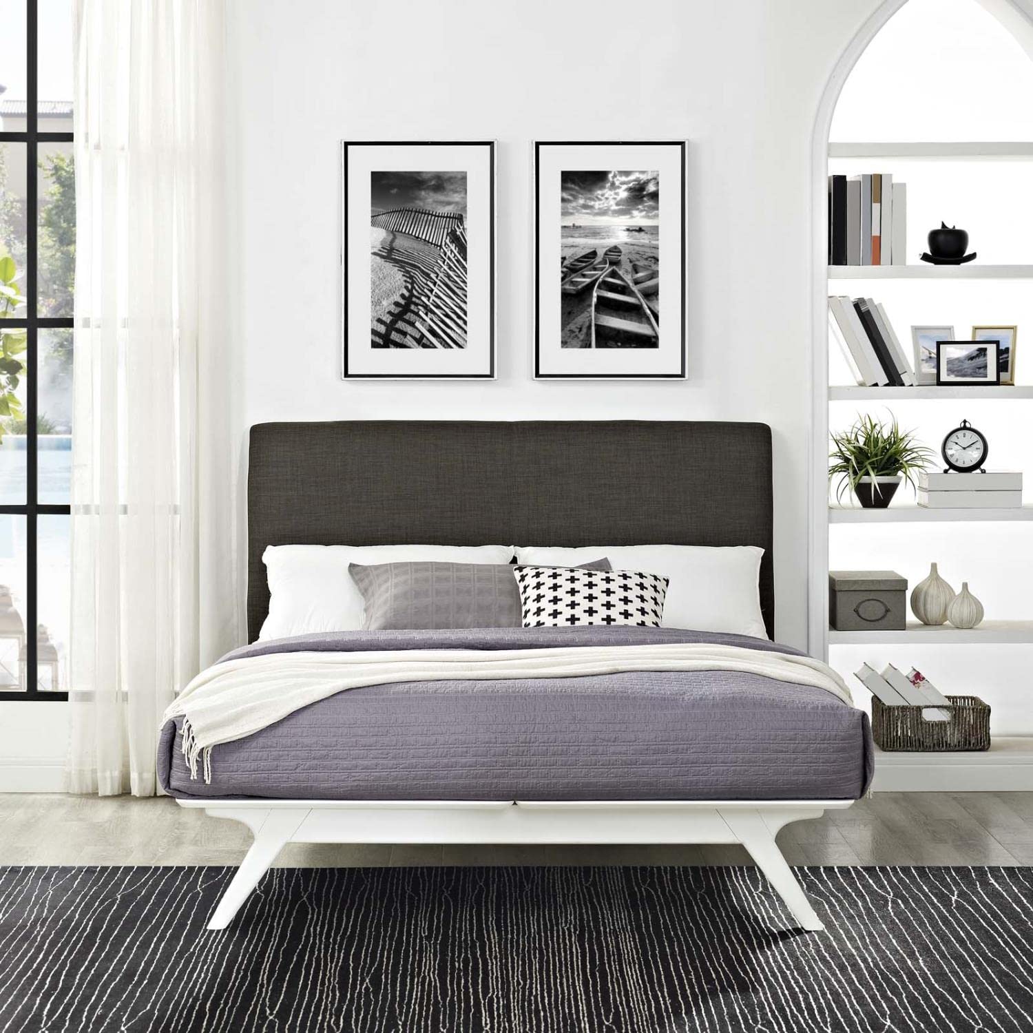 adjustable bed bases | CasaFoyer Tracy Queen Size Platform Bed | White | Durable MDF | Open Design | Foam Padded Headboard | Assembly Required | Boxspring-Free Sleep Experience | casafoyer.myshopify.com