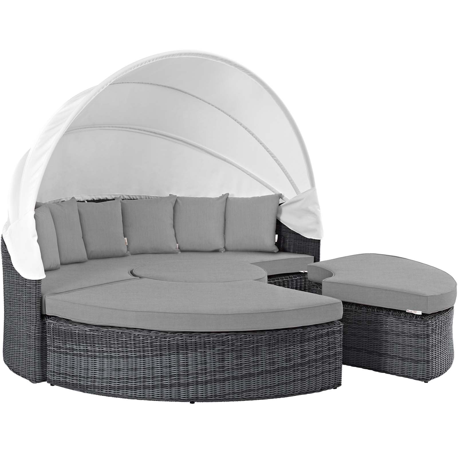 Patio Furniture Sets | Summon Outdoor Patio Sectional Daybed | Retractable Canopy | Comfortable & Durable | Sunbrella Fabric | UV Protection | Elegant Modern Design | Perfect for Patio, Backyard, Poolside | Canvas Gray | casafoyer.myshopify.com
