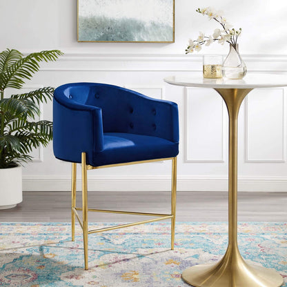 barstools | CasaFoyer Savour Tufted Performance Velvet Counter Stool | Elegant & Comfortable | Stain-Resistant | Navy | Ideal for Dining Room or Kitchen | casafoyer.myshopify.com
