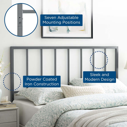 Bed | CasaFoyer Tatum Metal King Headboard | Stylish Silhouette | Squared Lines | Spindle Detail | Durable Iron Construction | Powder Coated Finish | Height-Adjustable | Compatible with Most King Beds | Assembly Required | casafoyer.myshopify.com